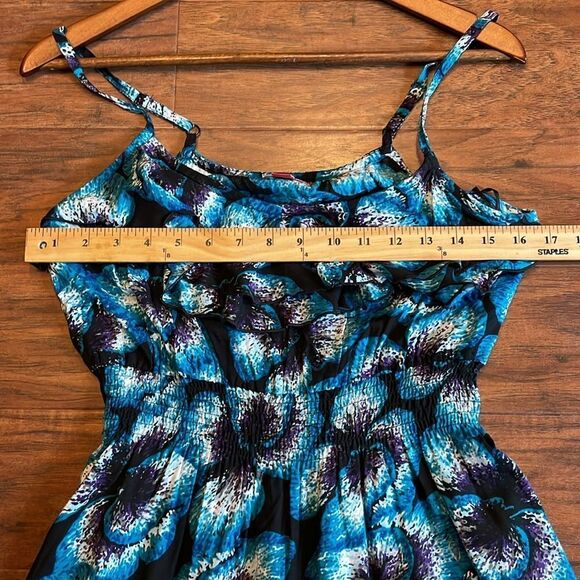 Elle Womens Black Blue Strappy Sun Dress Sz XS - Picture 5 of 6